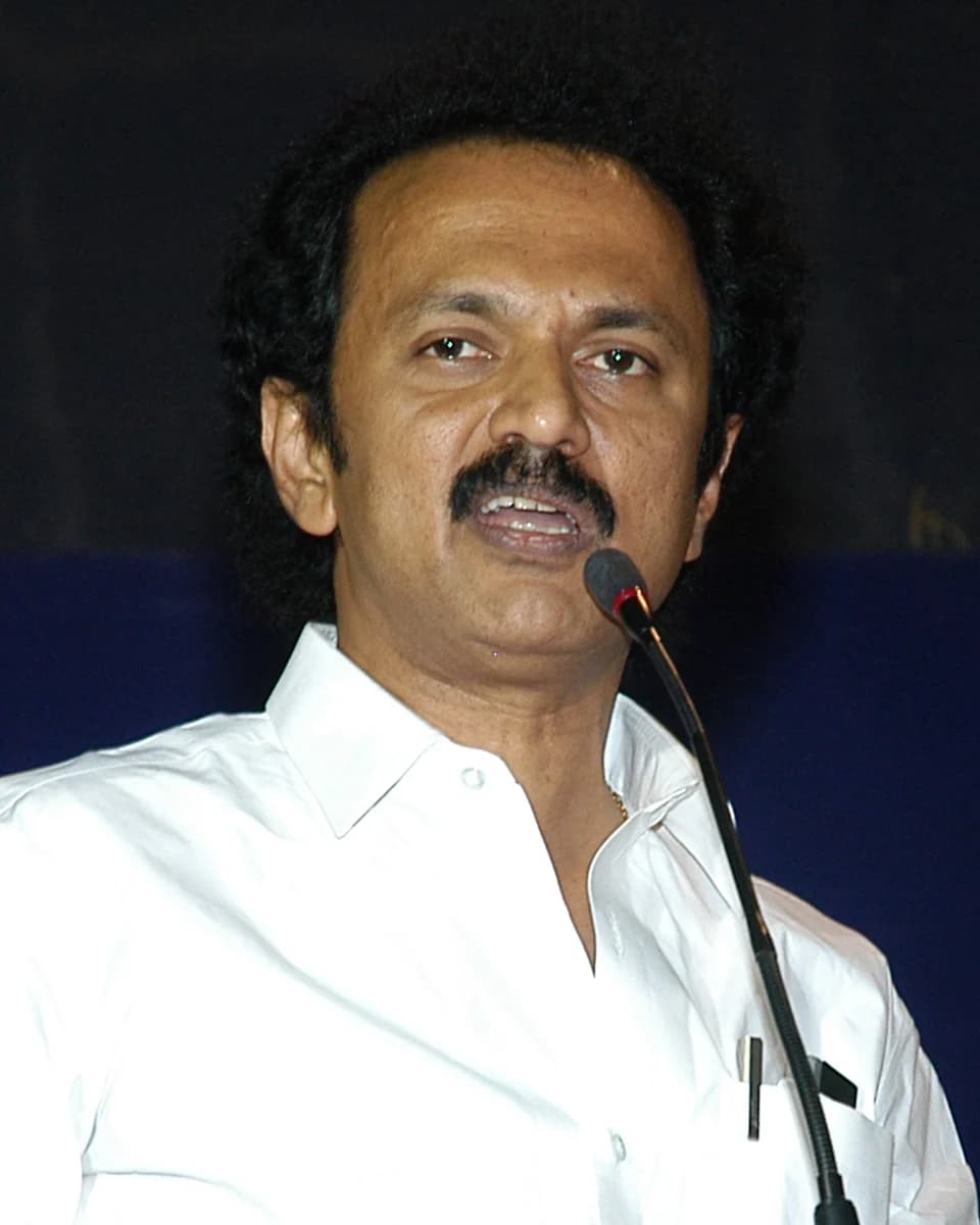 M. K. Stalin addresses students at Dr MGR-Janaki College of Arts and Science for Women; original uploaded in May 2009.