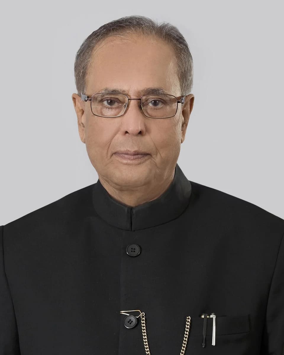 Pranab Mukherjee wearing a black jacket